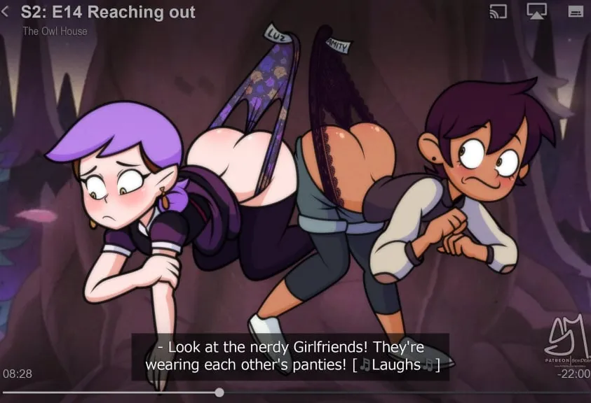 luz noceda x amity blight wedgie hanging scene art