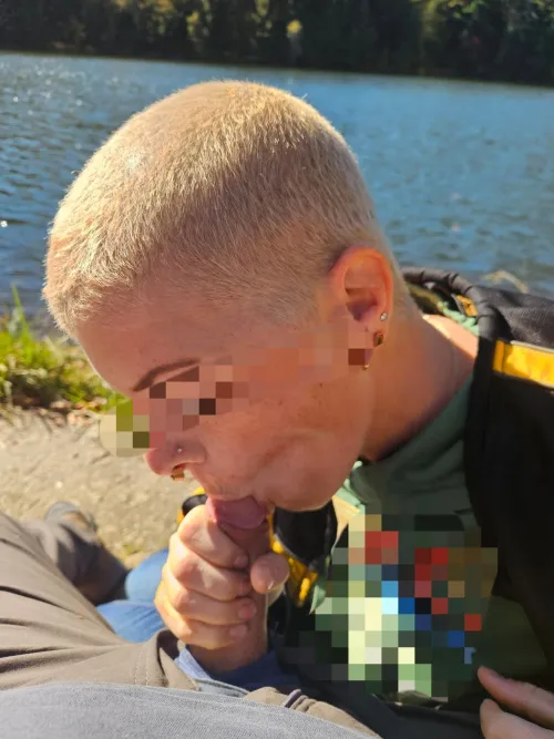 Stroking my husbands cock on the motorcycle led to a road side cumshot.