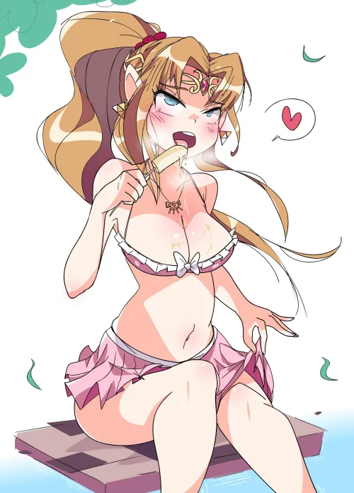 Summer Zelda! 🏝️🍹⛱️🌞 🌊 (drawn by me)