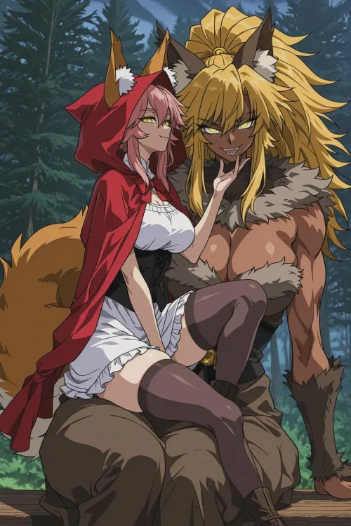 Tamamo and Jatzibe Red hood cosplay