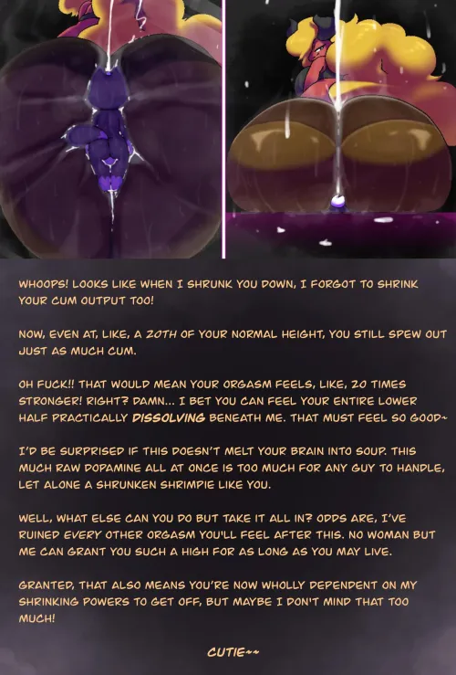 A Disproportionate Orgasm [Femdom] [Giantess] [Size Difference] [Shrinking] [Hyper] [Hyper Cum] [Overstimulation] [Magic] [Succubus] [Furry] [Shortstack Guy] [Artist: Rime the Vixen]