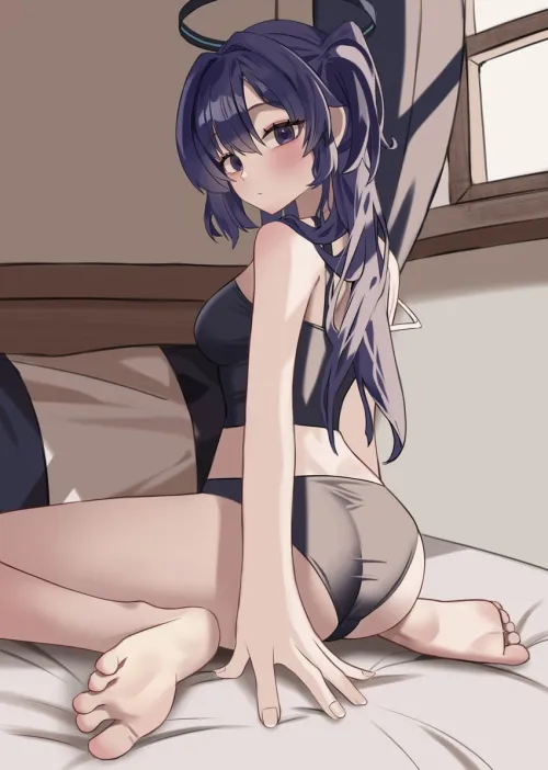 Yuuka Sitting Her Booty on the Bed [Blue Archive]