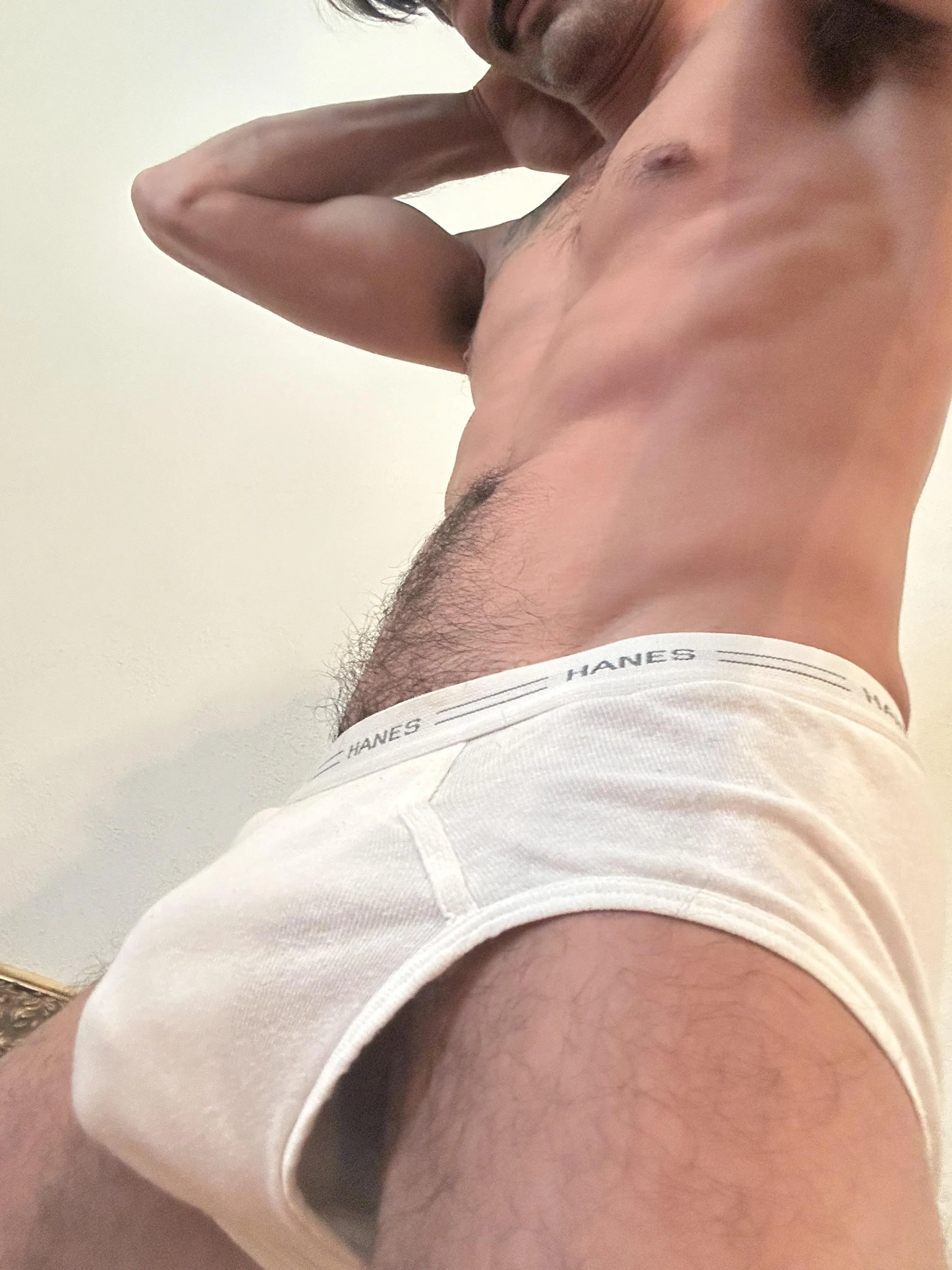 Does anyone find it hot when the leg holes give out on an old pair of tighty whities?