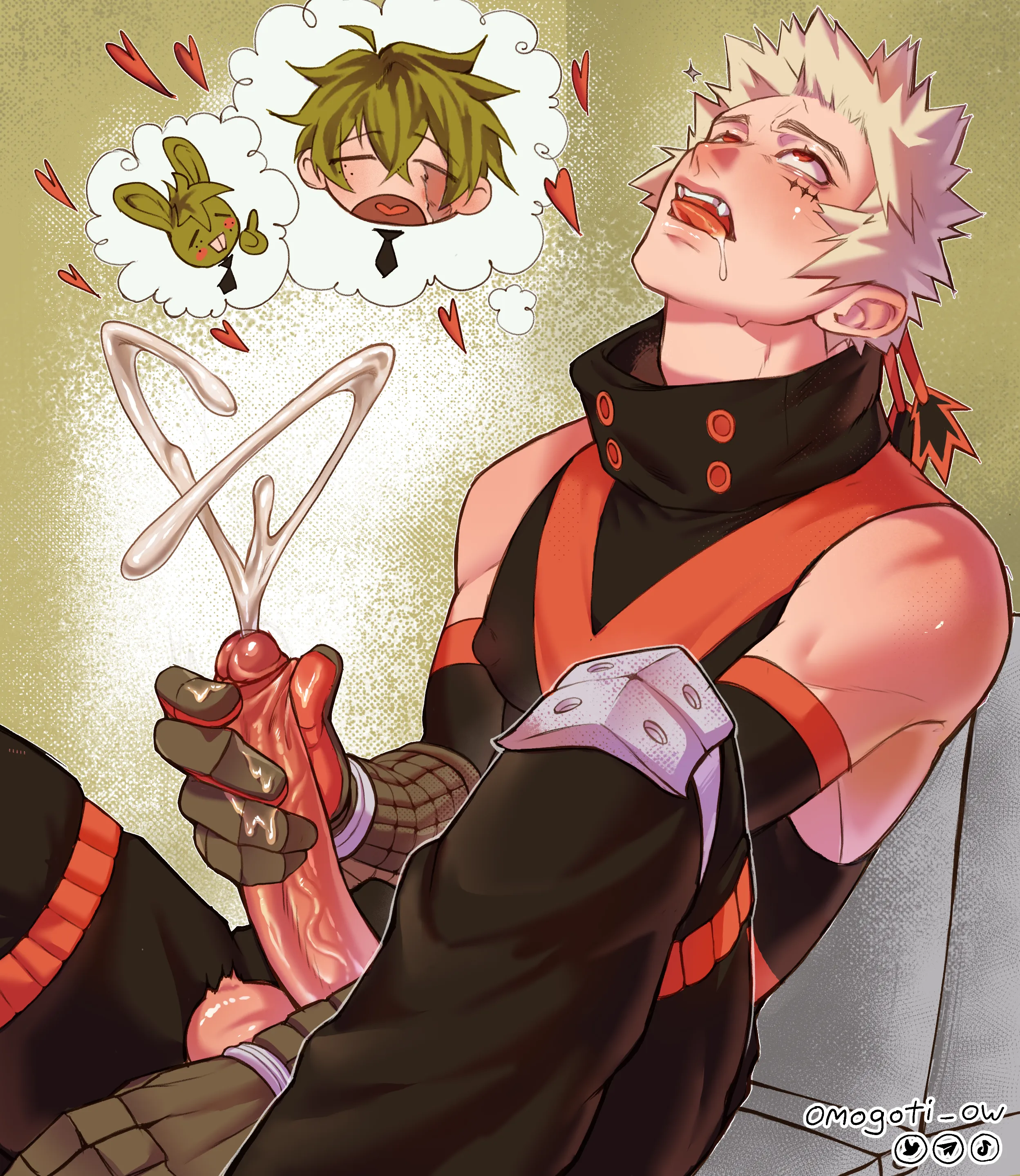 Bakugou shooting his load (omogoti ow)