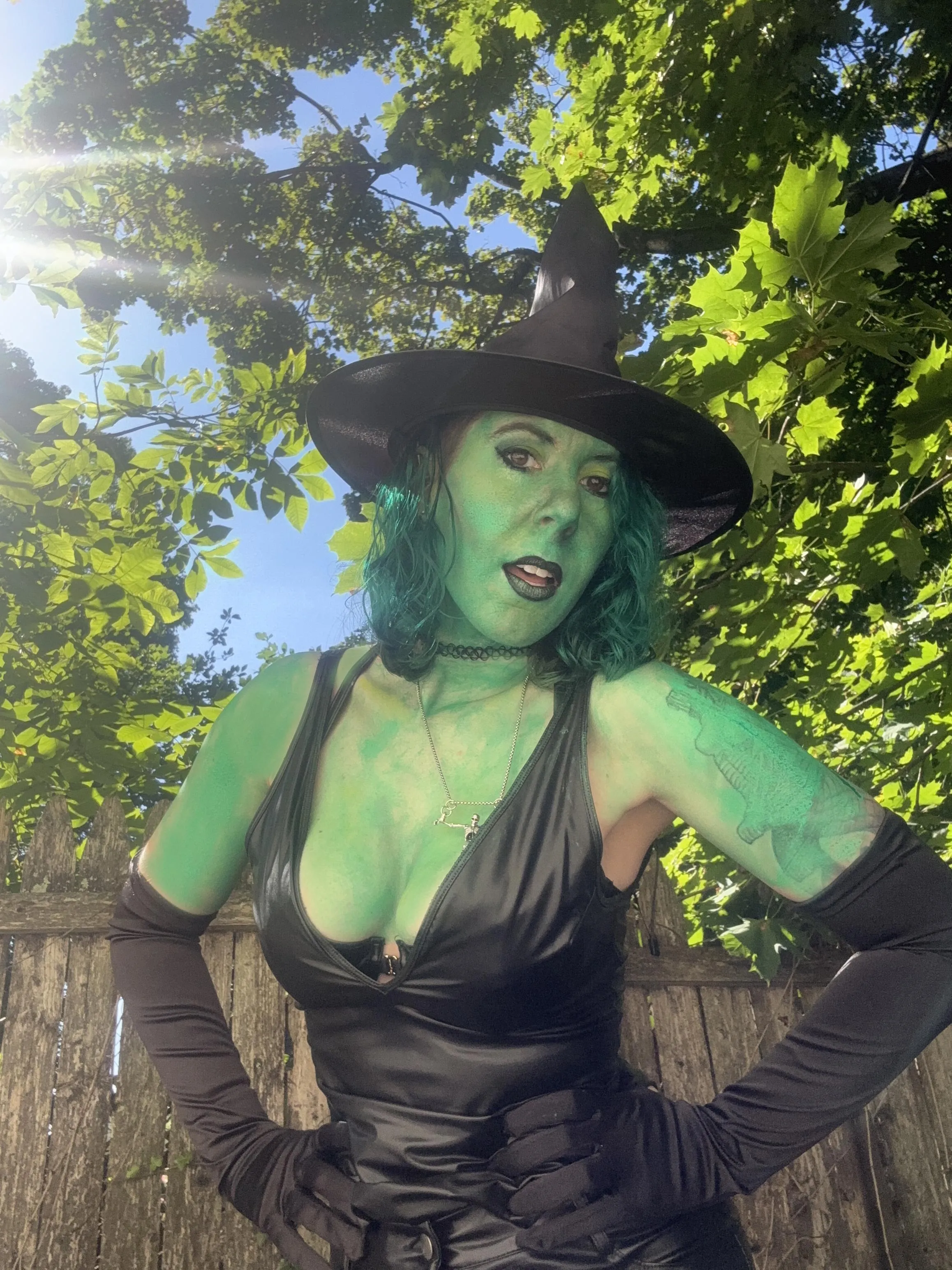 Jael Leather bra and  essential bodysuit for Halloween