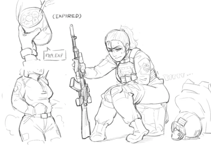 Female PMC can't Escape From Toilet (WIP Art by me)