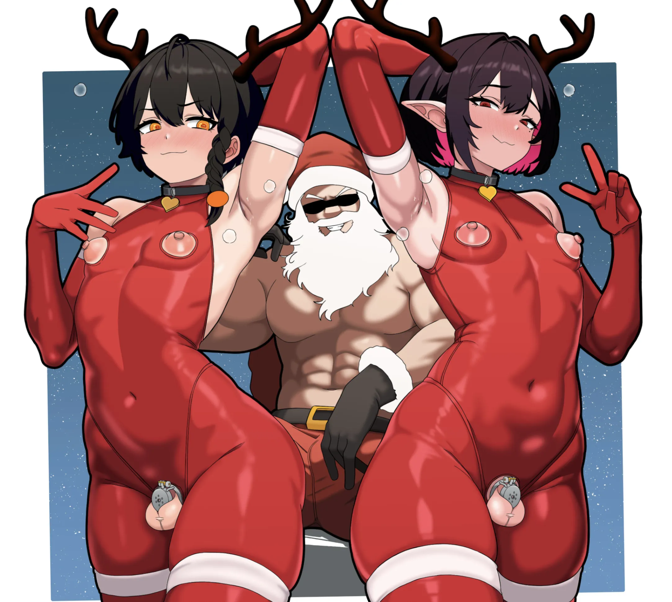 Santa with reindeers