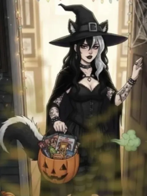 Spending Halloween night in with your goth skunk gf [fart][skunk][goth]