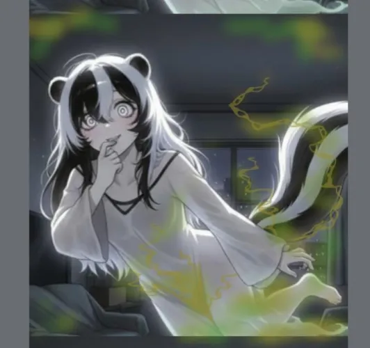 Your apartment is haunted by a ghostly skunk girl... She's a little gassy. [skunk][fart][ghost][Halloween]