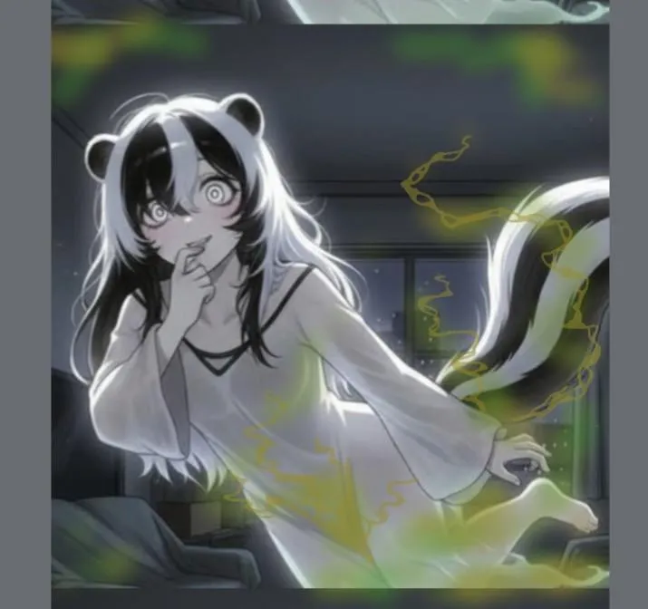 Your apartment is haunted by a ghostly skunk girl... She's a little gassy. [skunk][fart][ghost][Halloween]