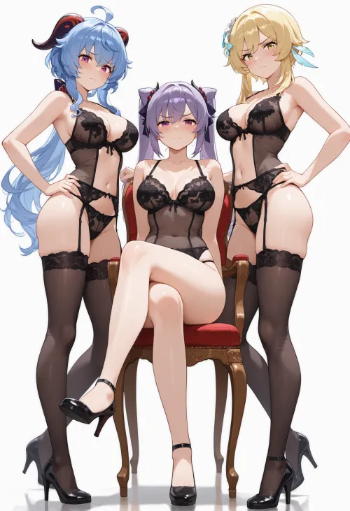 Ganyu Keqing and Lumine [Genshin Impact]