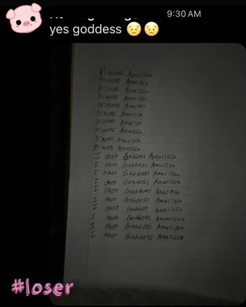 Such an obedient little loser, I know when my subs send me their goddess homework progress 😘