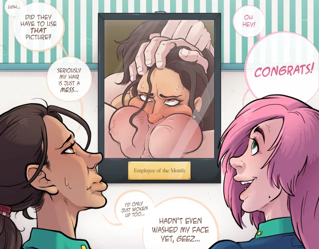 employee of the month, her husband is very proud P.S.: her husband is not the one in the painting (Sparrow)