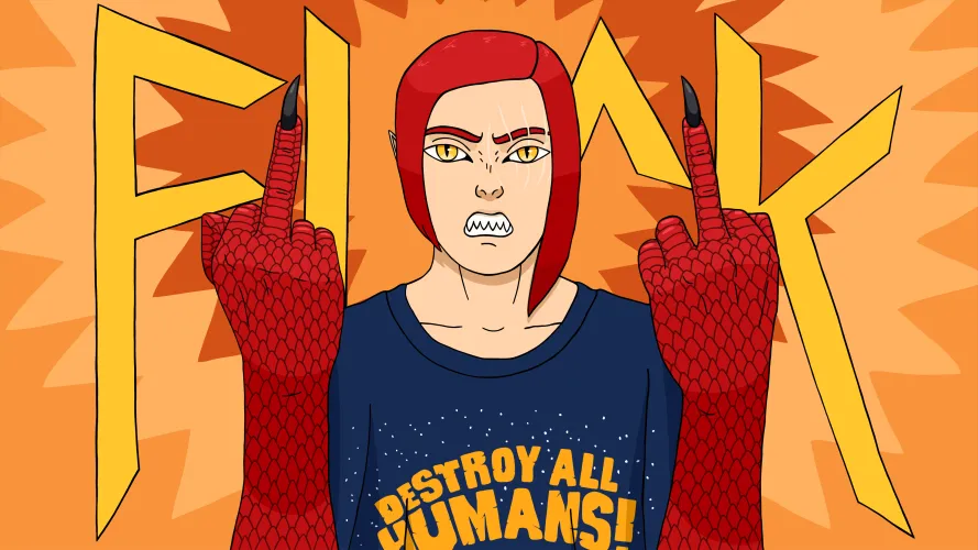 Dragon Boy Mark Flipping the Bird