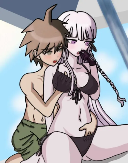 Kyoko and Makoto on the beach