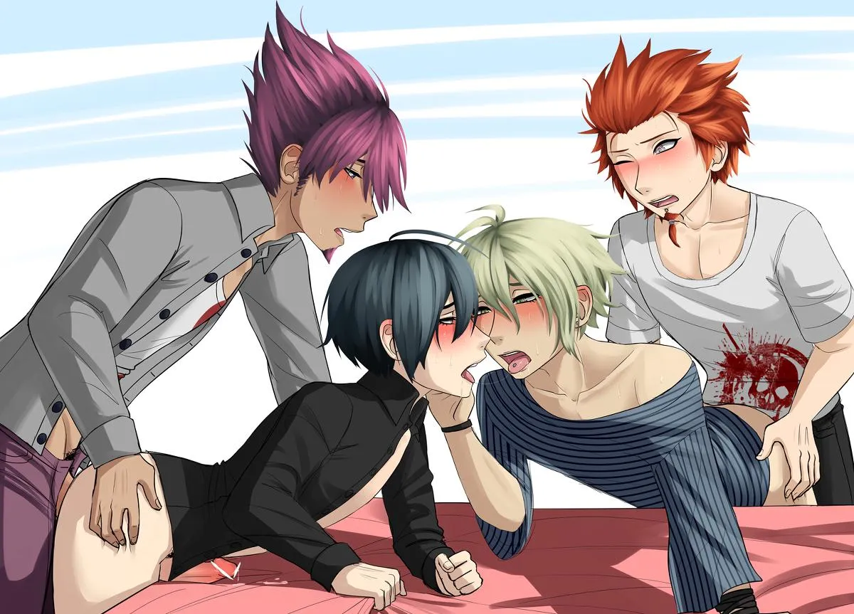 Momota fucking Saihara while Leon fucks Rantaro (Relaea)