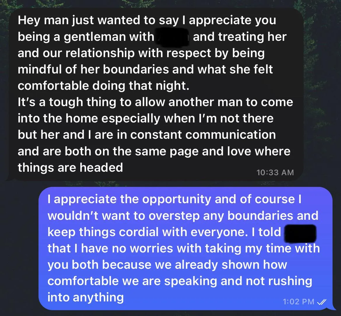 Always great to get the husbands trust and approval when spending time alone with his wife. 👍