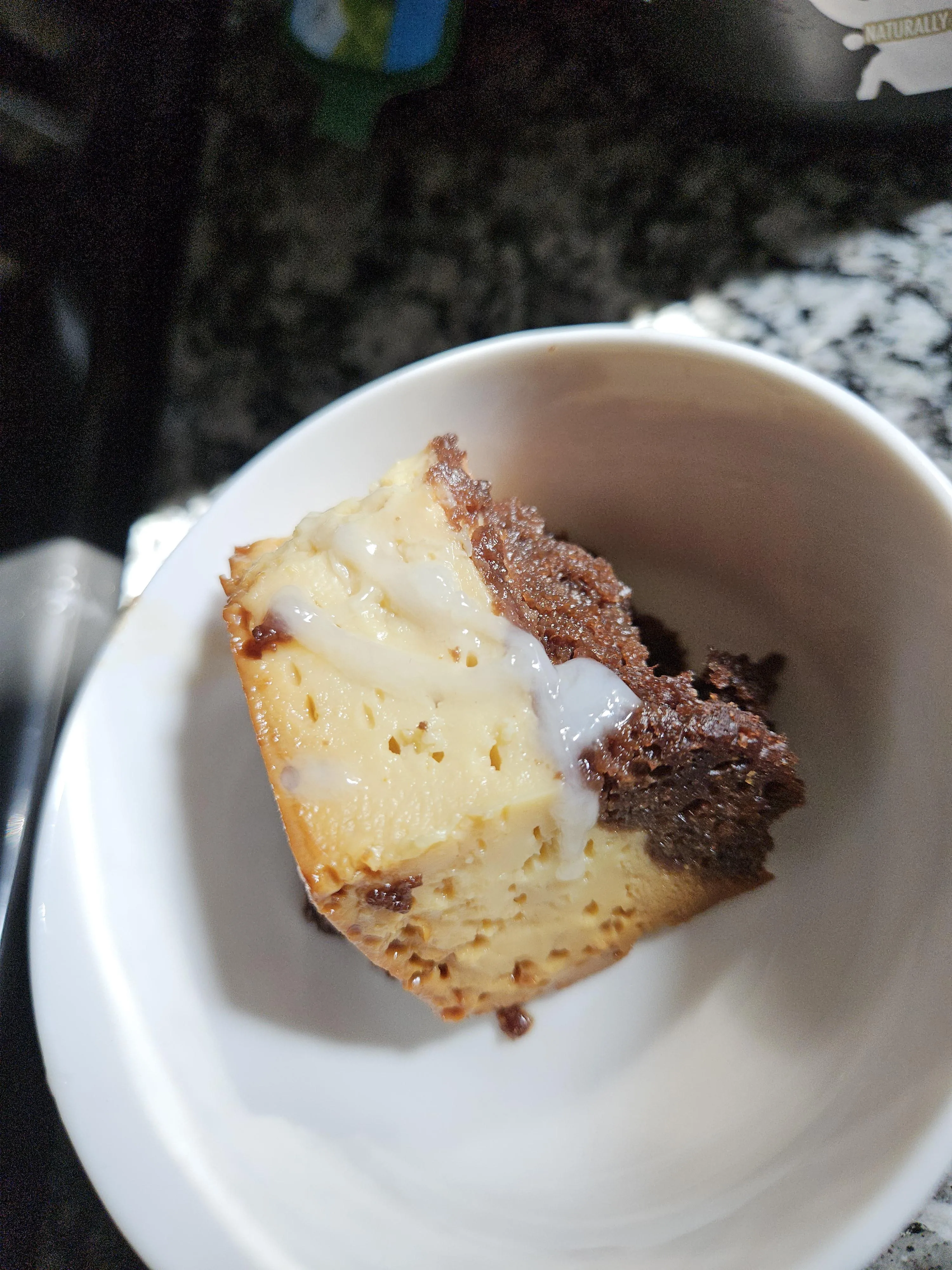 chocolate flan, with some additional icing