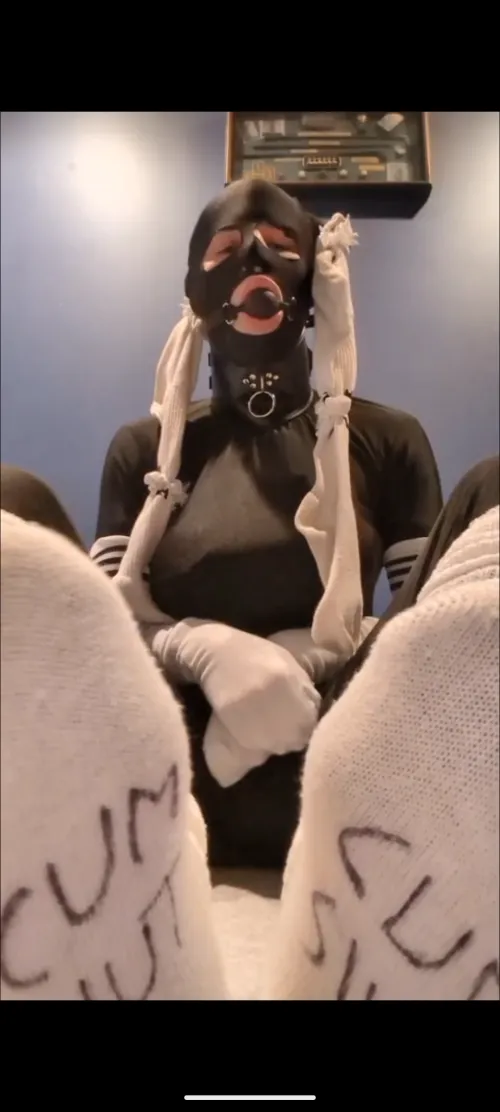 Gagged and collared selfbondage