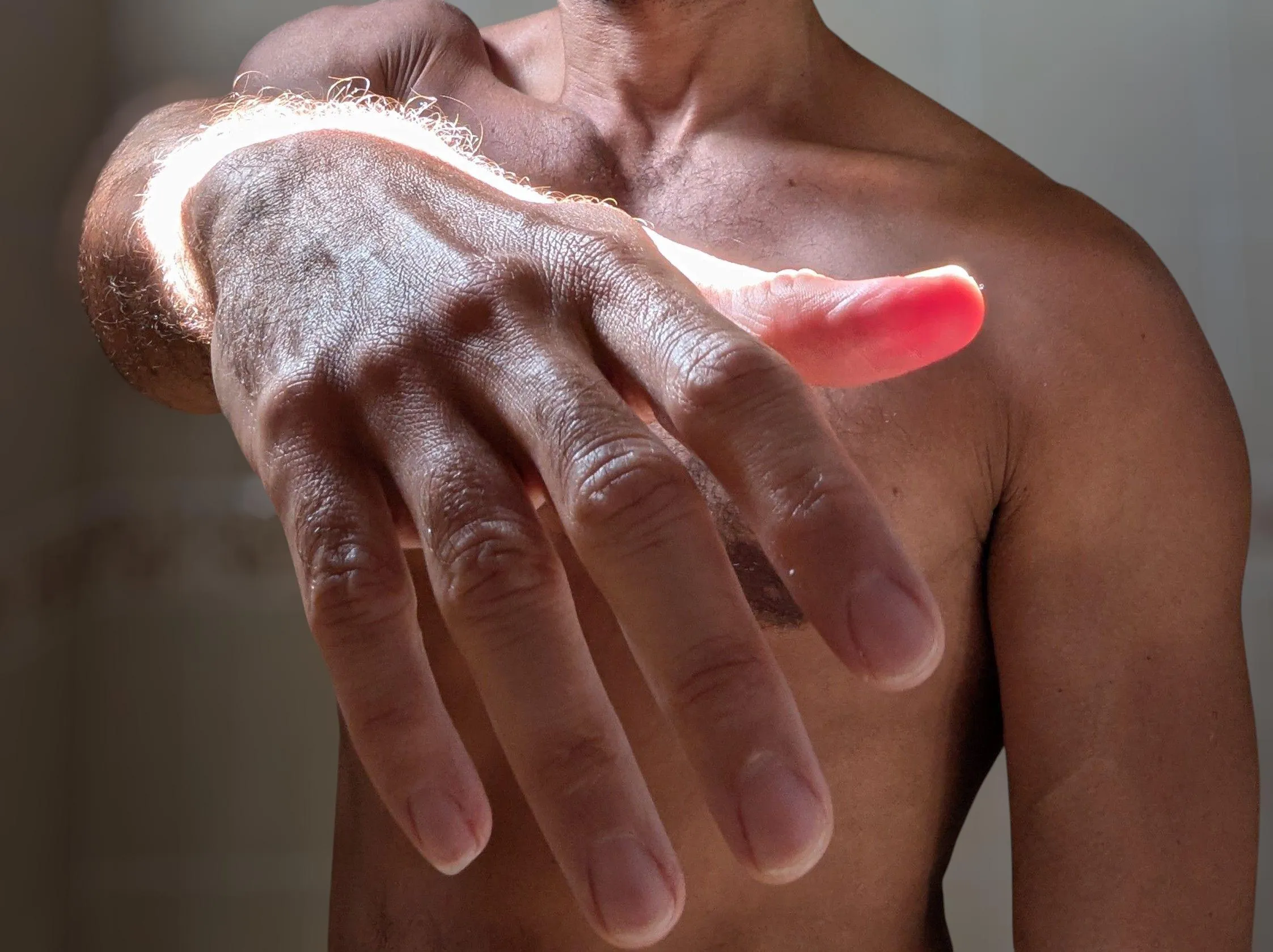 In the shower together, you in front of me, my hand caress your head 😏