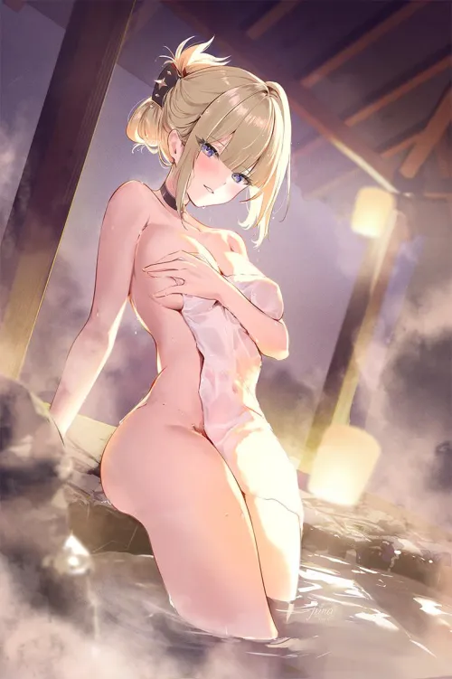 Evelyn enjoying Onsen