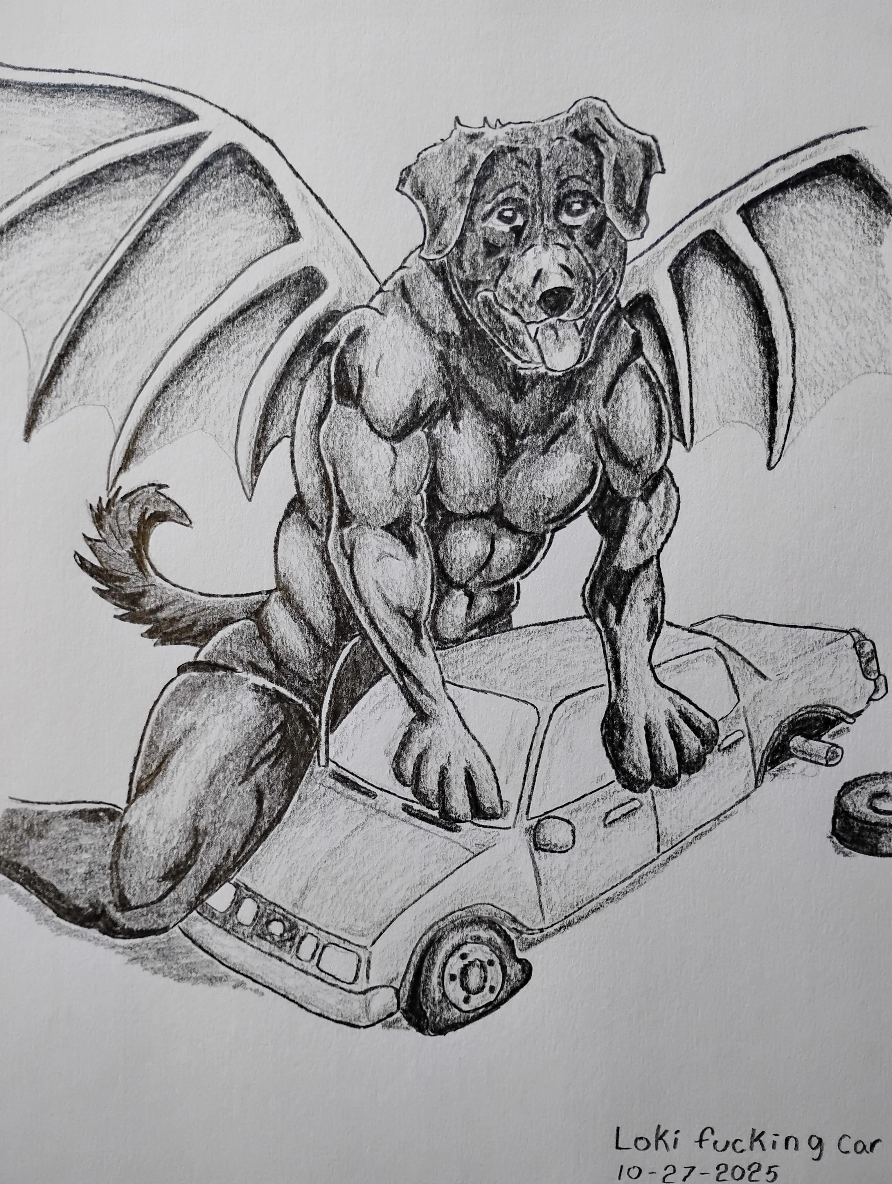 Loki fucking car, a sketch i just did for this bizzare subreddit