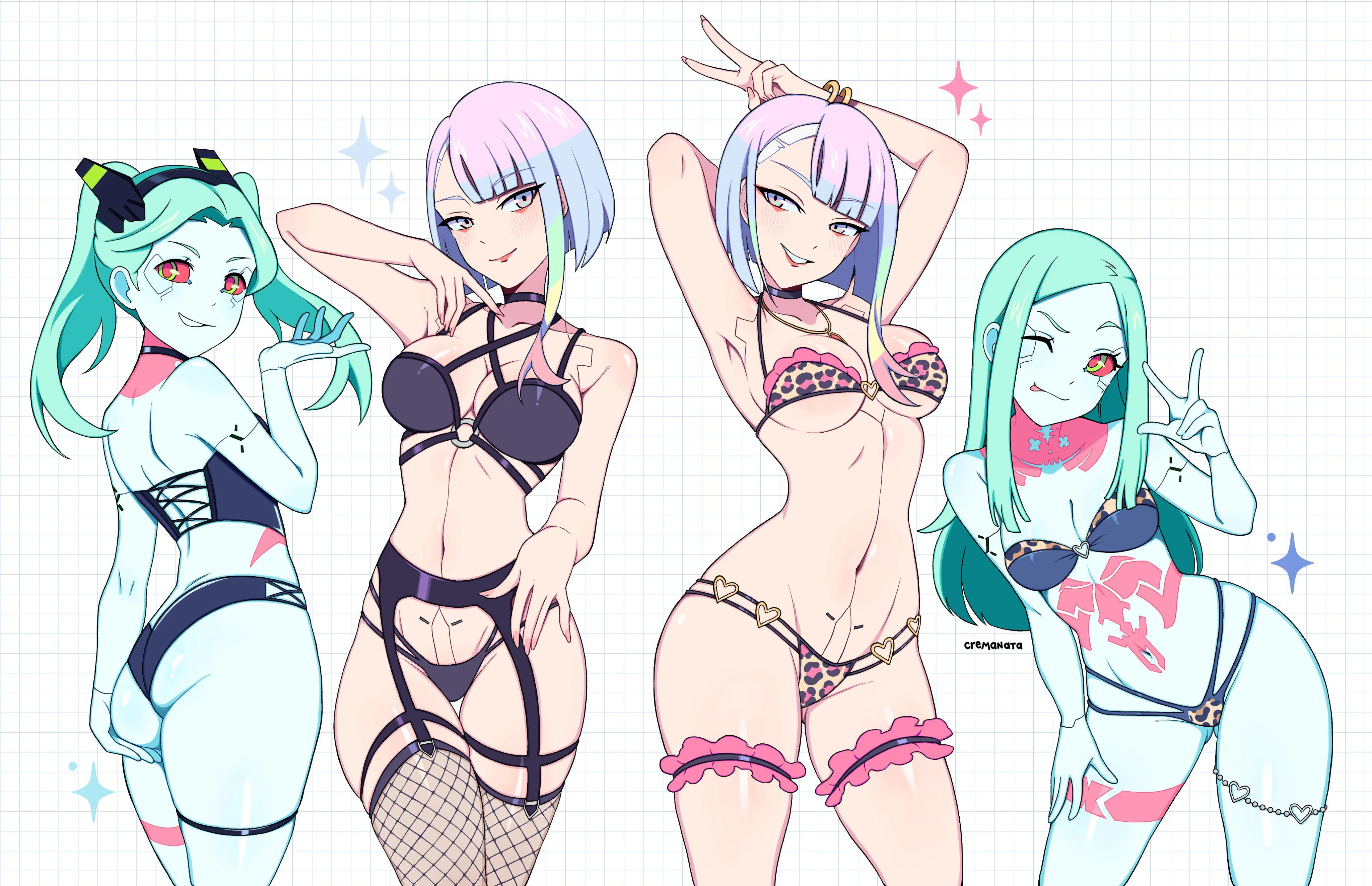 Rebecca and Lucy in different lingerie