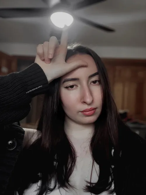 You can barely see my cleavage, yet it still makes you leak, right loser?