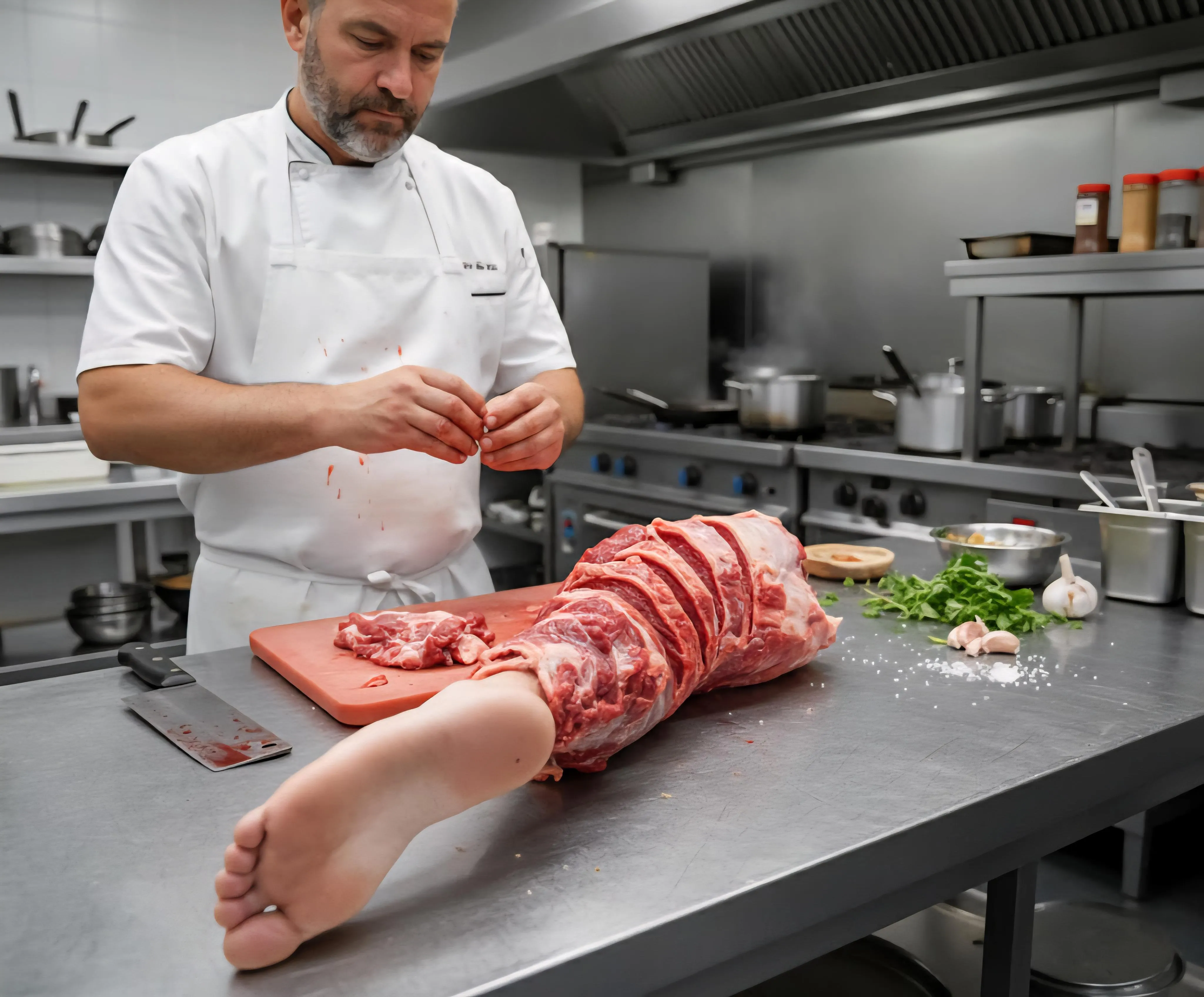 Cheff preparing my leg