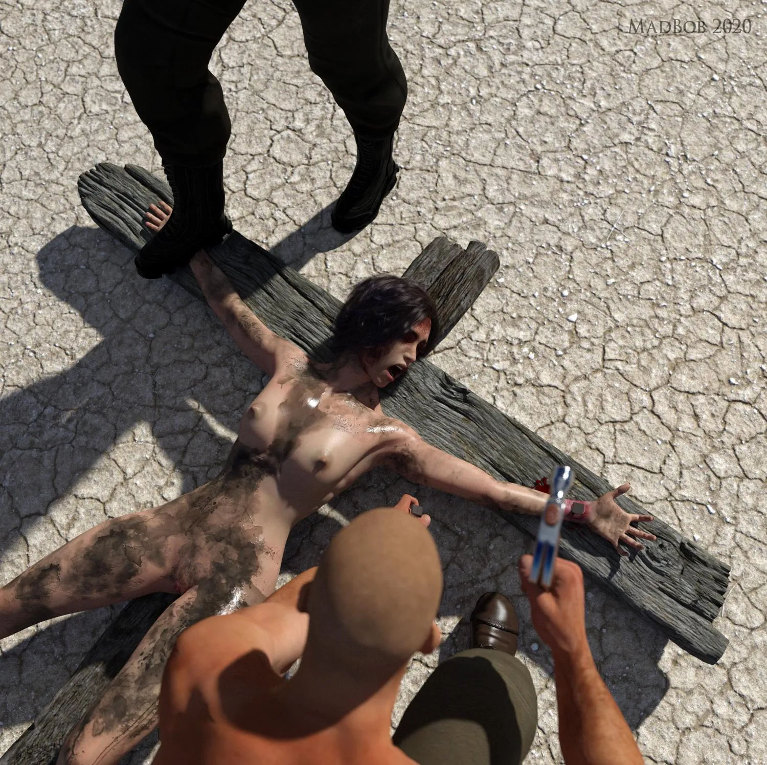 She can't believe the pain when she feels the nail go through