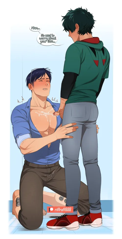 Deku cums on Tenya's tits (riffraffhellyea)