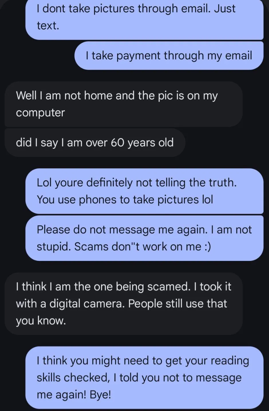 lol bro tried to scam me 😂
