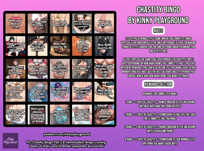 CHASTITY BINGO [CHOICE LOCK-UP GAME] [INSTRUCTIONS INCLUDED]