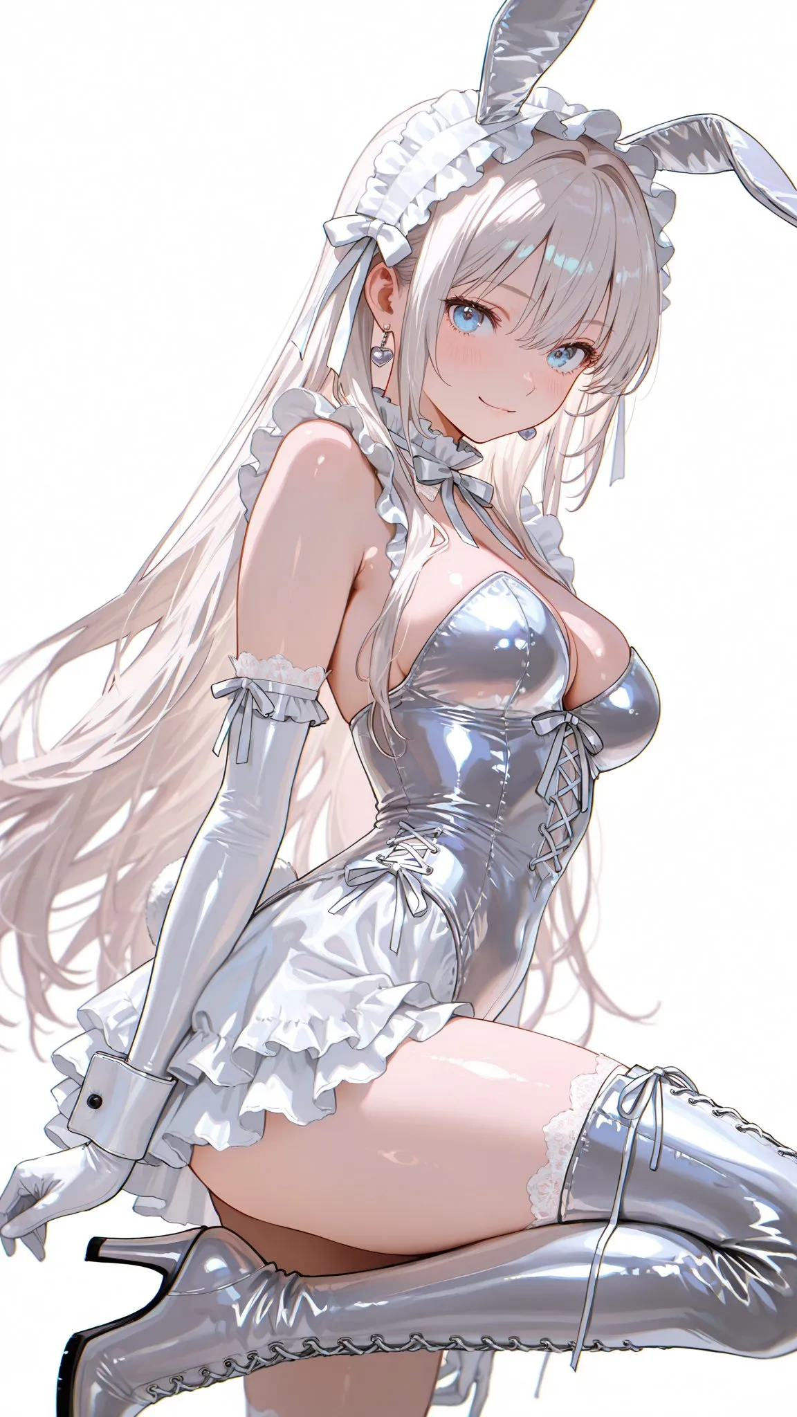 Silver Metallic Bunny Girl