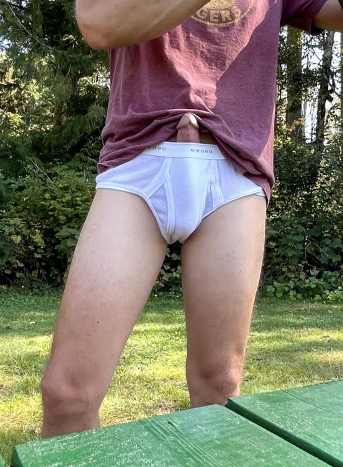 Being hard and in your underwear in a public area is so fun