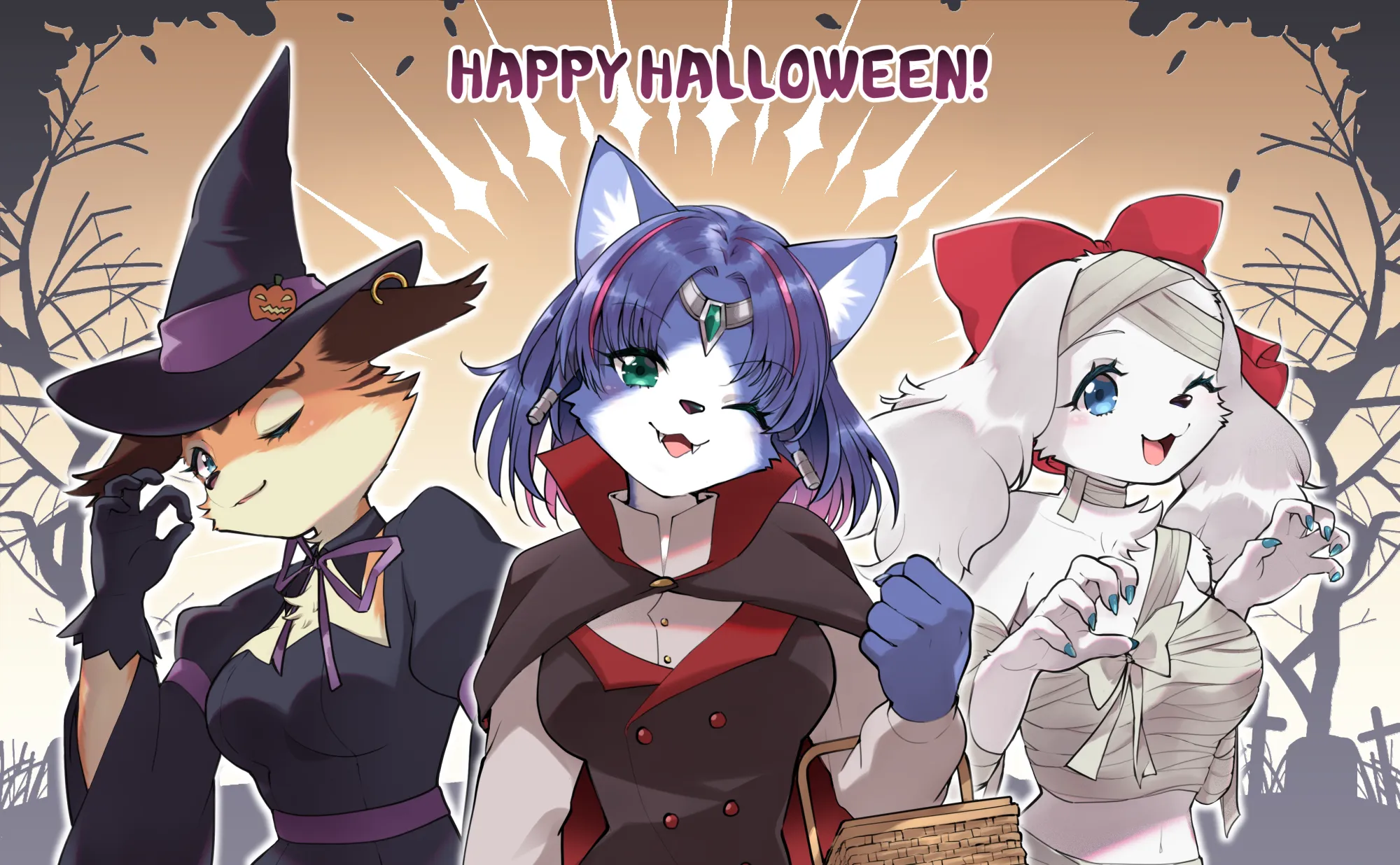 Halloween with Miyu and Fay. (Credit: Namagakiokami)
