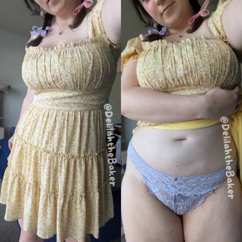 Just a lacy thong under my dress