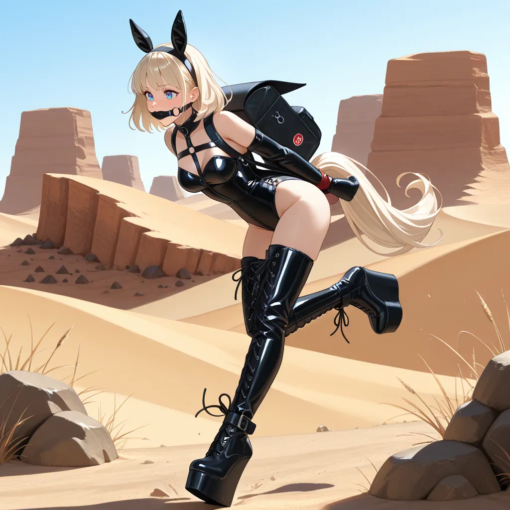 Ponygirl delivery works in the desert