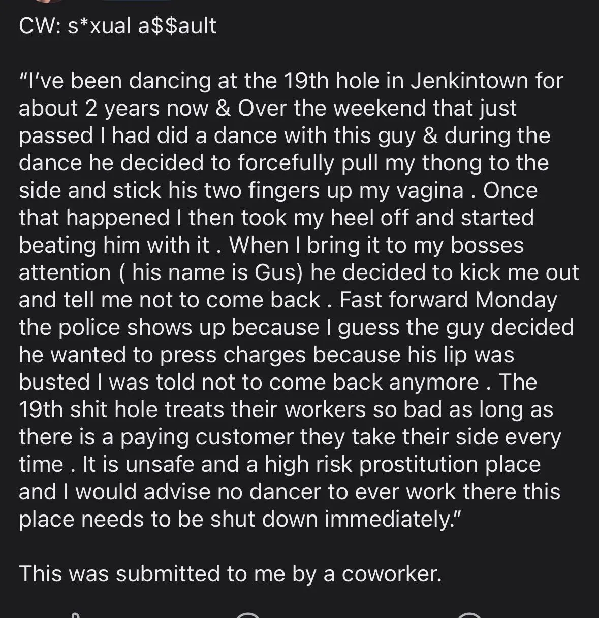 Assaulted at the club