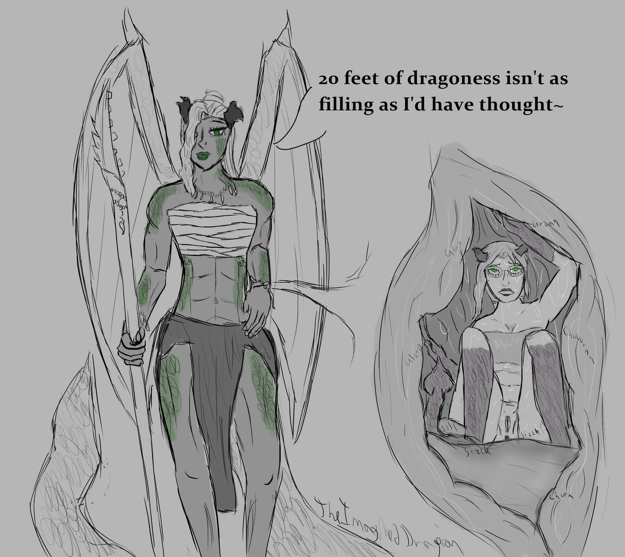 {image} 20 Feet of Dragoness [M/F, hammerspace, unwilling prey] (Art by me, OC by BrainFood(prey) and I(pred))