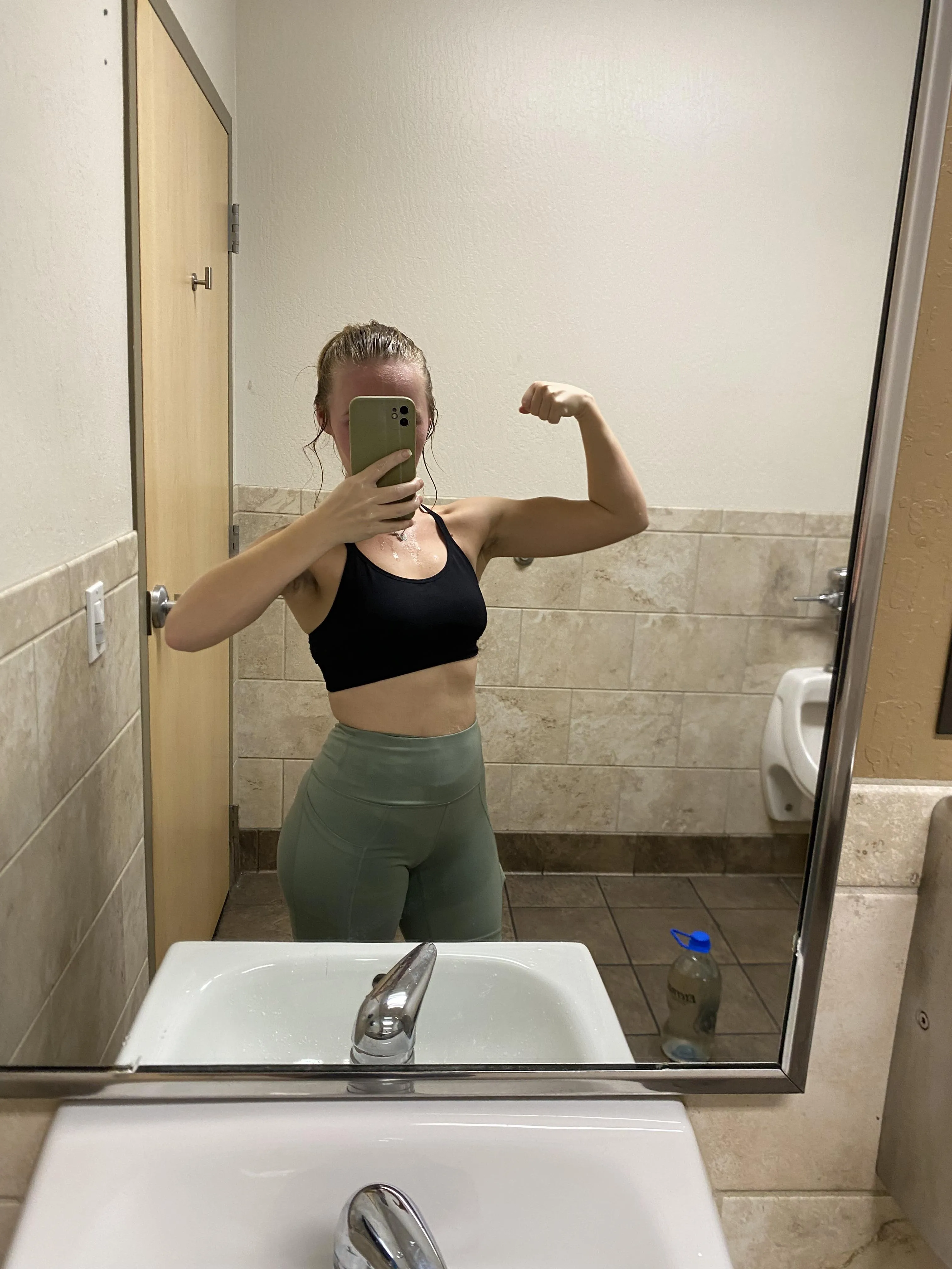 Taking sweaty pics in the mens bathroom 😈