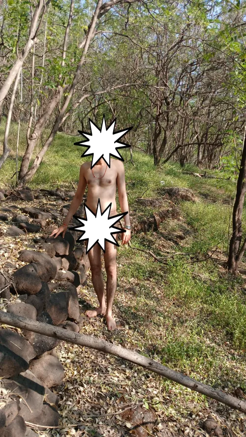 Nudist like to explore in nature