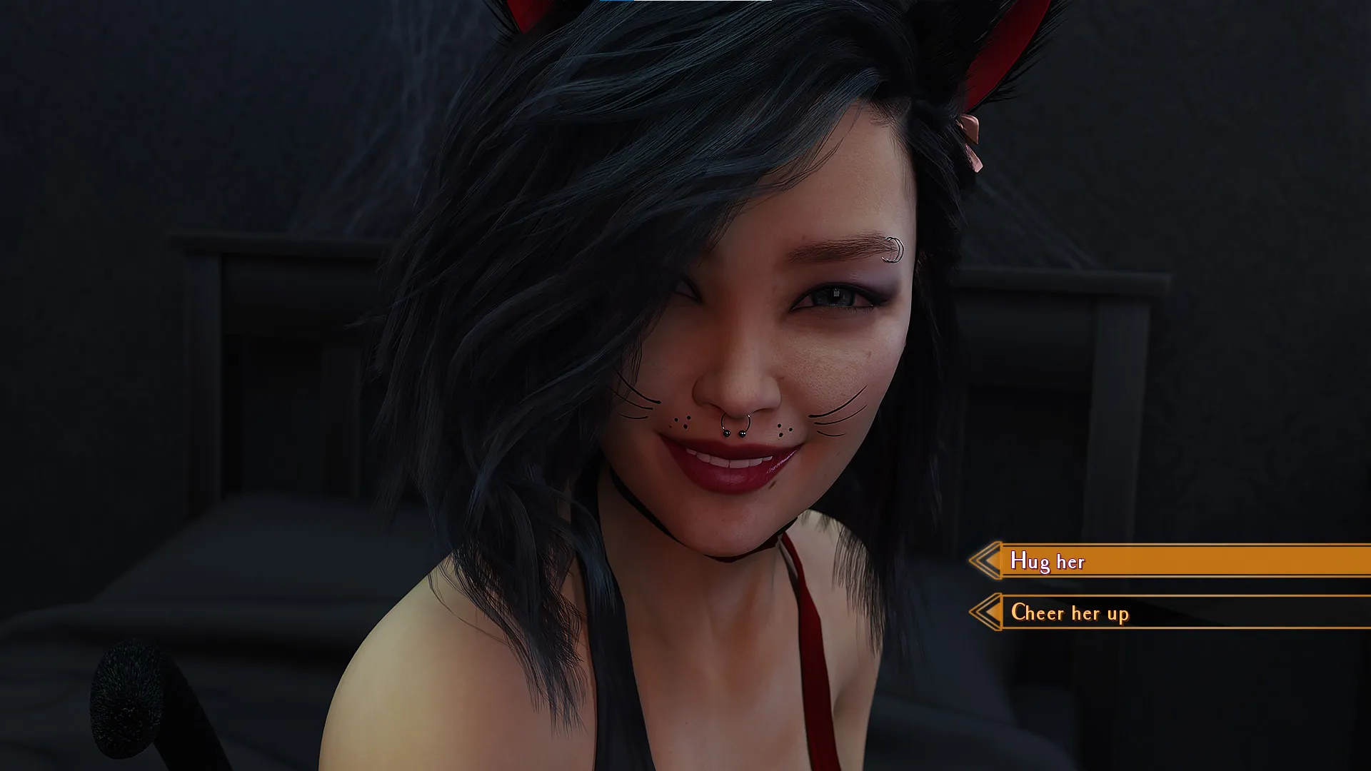 Riona's reaction to us trying to cheer her up during the Halloween party might be the most wholesome moment of the game for me.