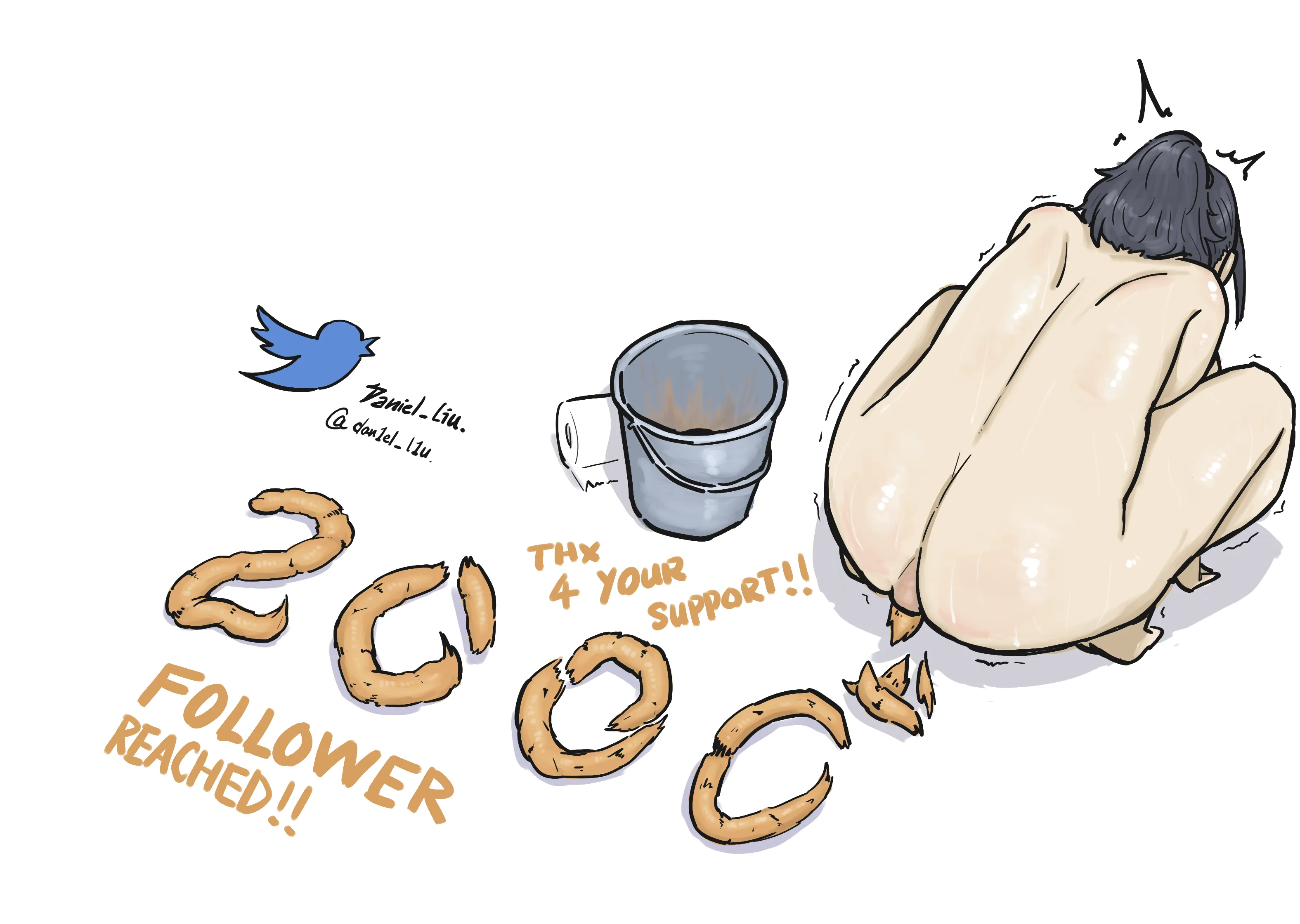 Twitter 2000 Follower Hit! Celebration Art by me