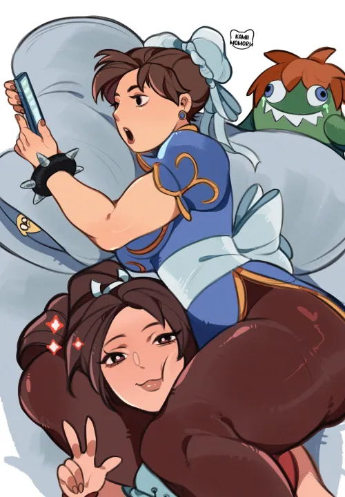 Chun-Li and Mai by kamii_momoru