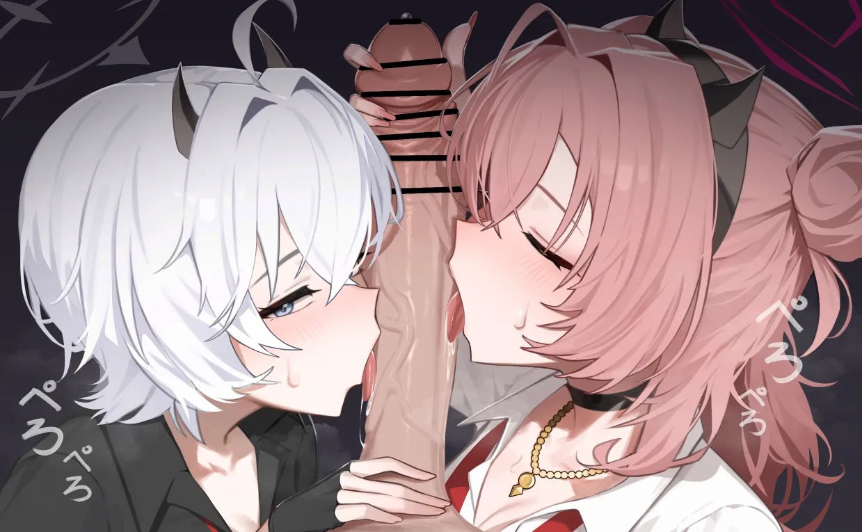 Erika and Kirara double fellatio (YZR) [Blue Archive]