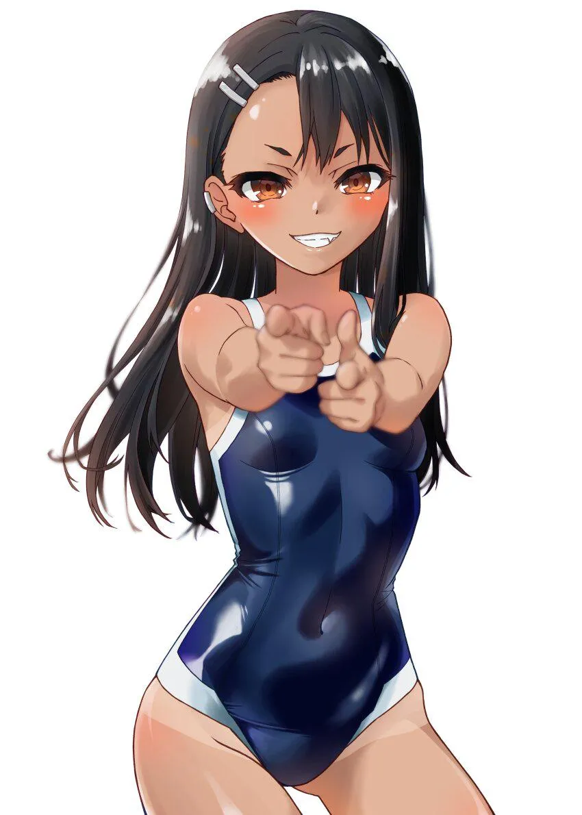 In her tight swimsuit