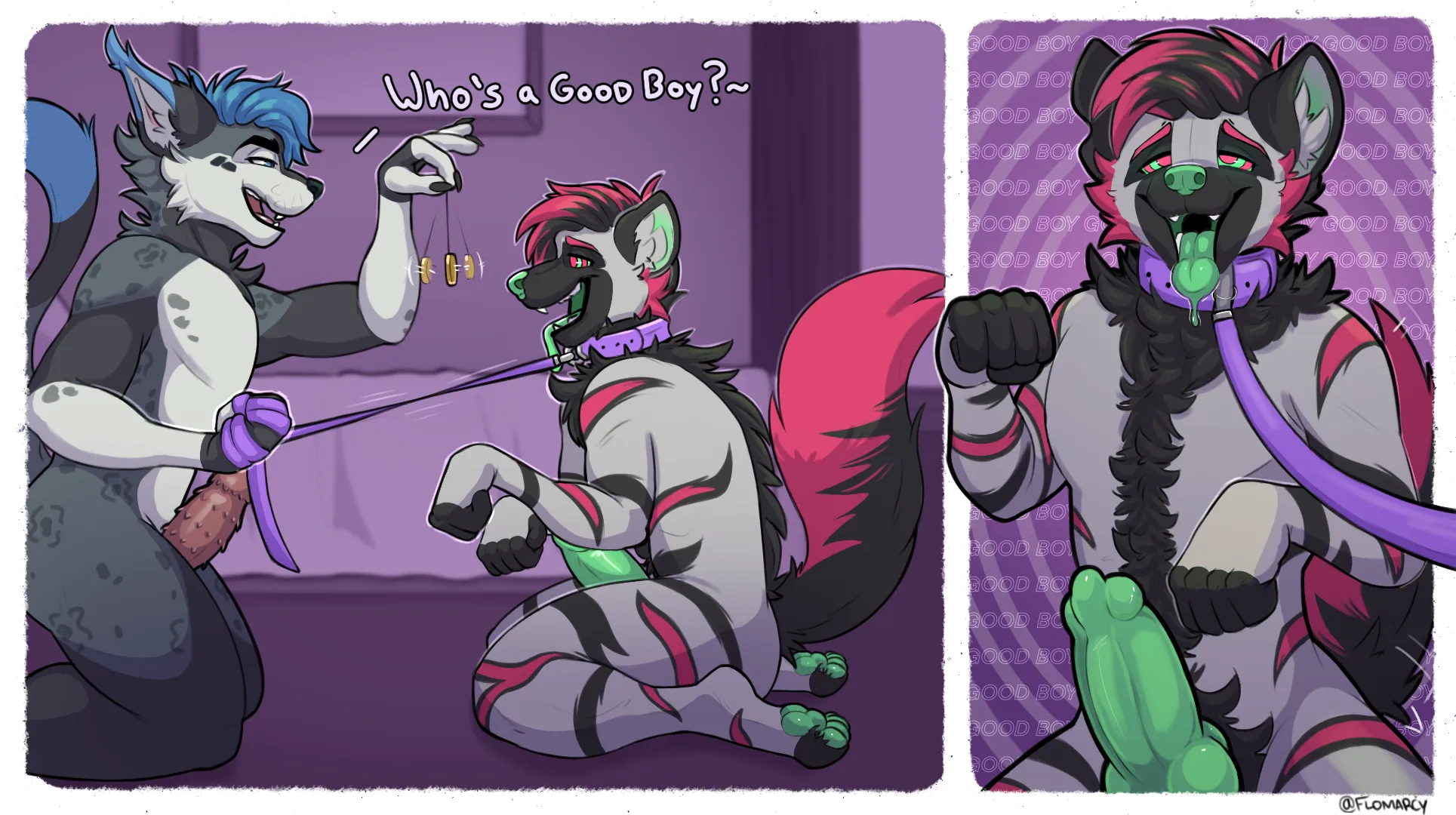 Life is short hypnotise your friends! good well behaved Hyena he is well after a bit of hypnosis anyway! But they make one hell of a good boy pet once properly motivated and collared!~ What a wonderful pet yeen! <3 (Flo_Marcy)