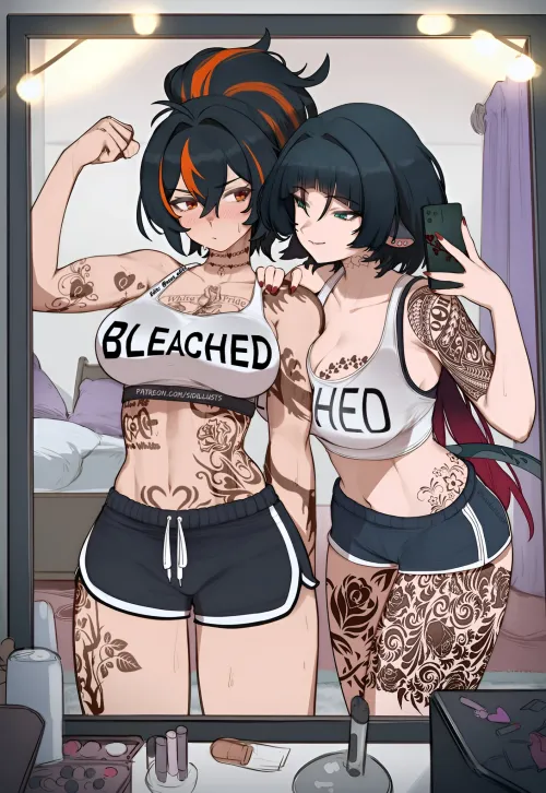 No slacking off at the gym! Your bleached girls won't let you~!