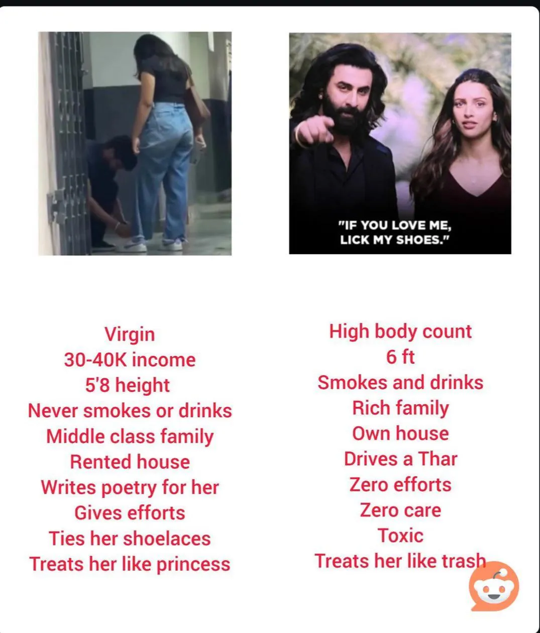 Who would a girl choose?